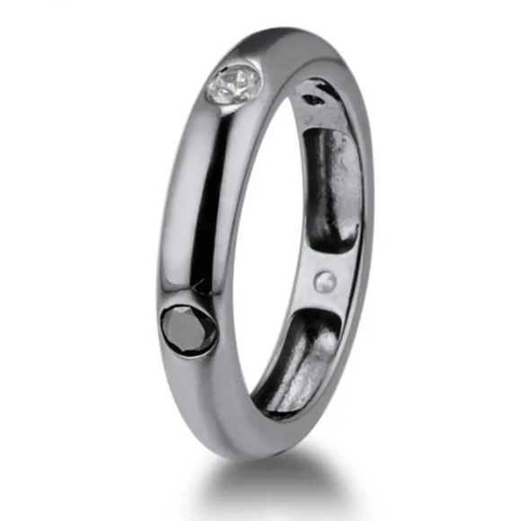 Silver black band ring sz 7.5 - Picture 3 of 5